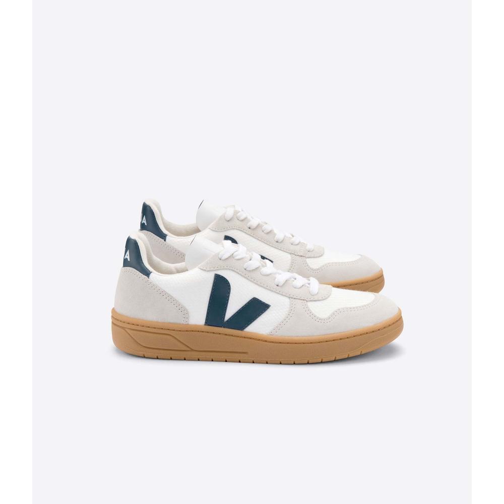 Women\'s Veja V-10 B-MESH Sneakers White/Beige | ZA 637MQZ